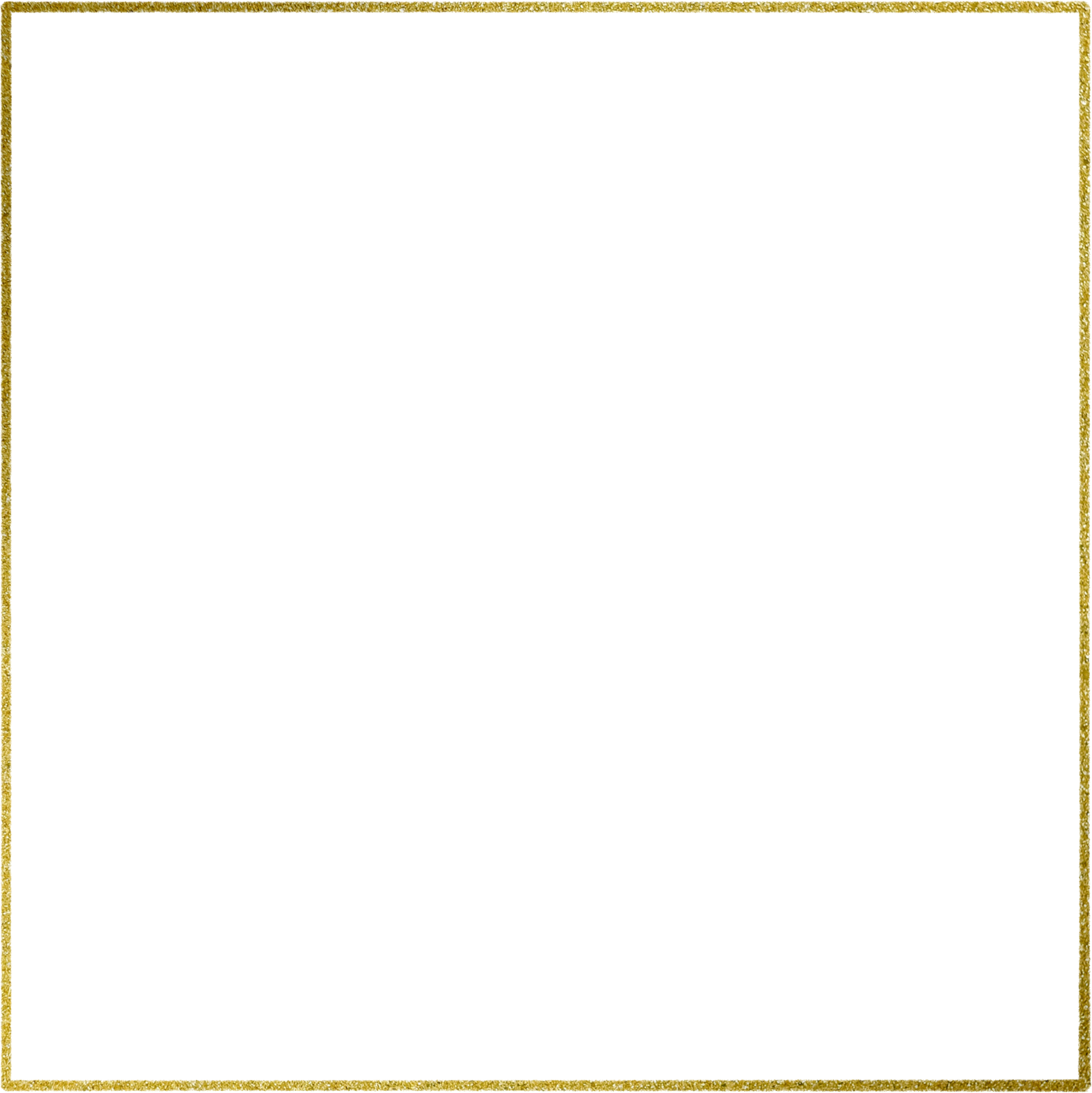 Gold square frame element with line border png.